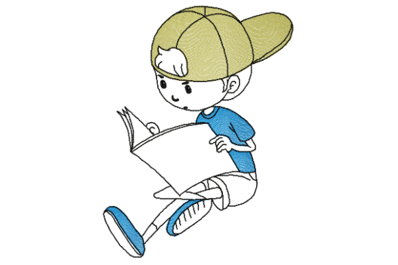 Boy Reading: A Cozy Embroidery Design Review